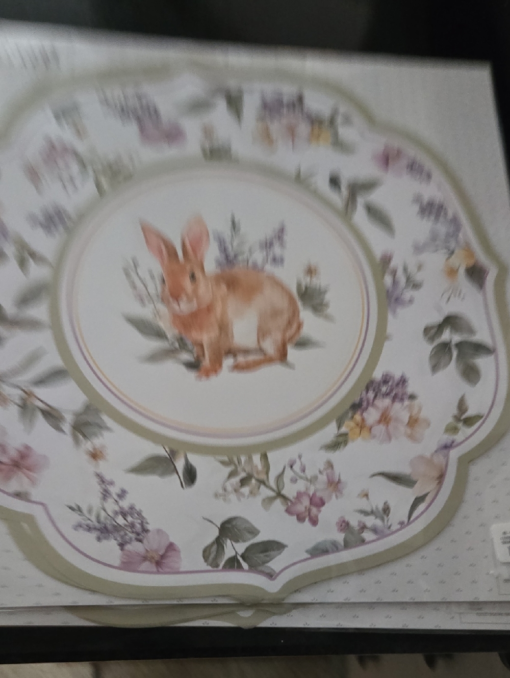 Floral Bunny Dinner Plates - Pink Accent